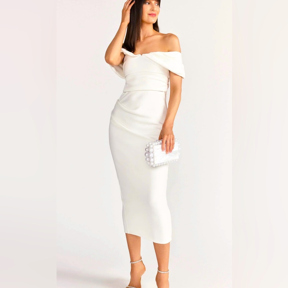 NWT NY&Company Off-The-Shoulder V-Neck Midi Dress - Lena
